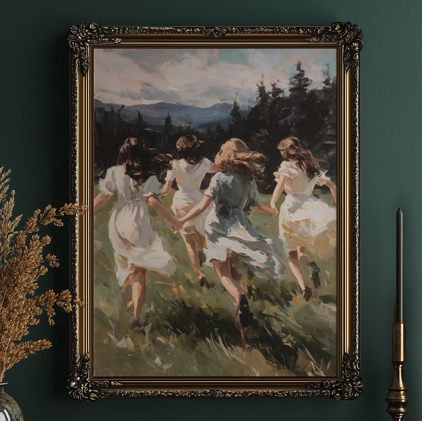 Summer Girls Rush Toward Mountains