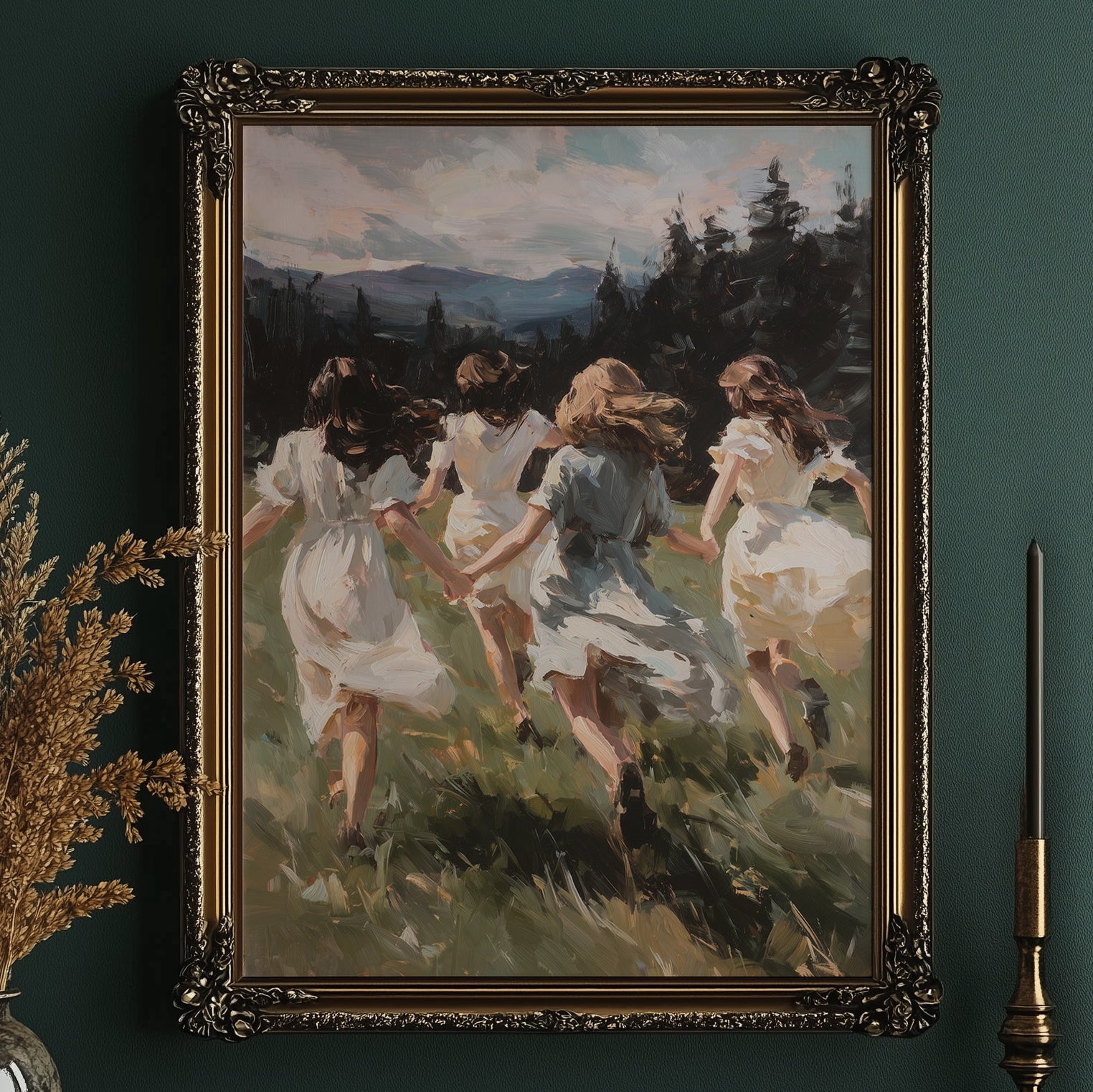 Summer Girls Rush Toward Mountains