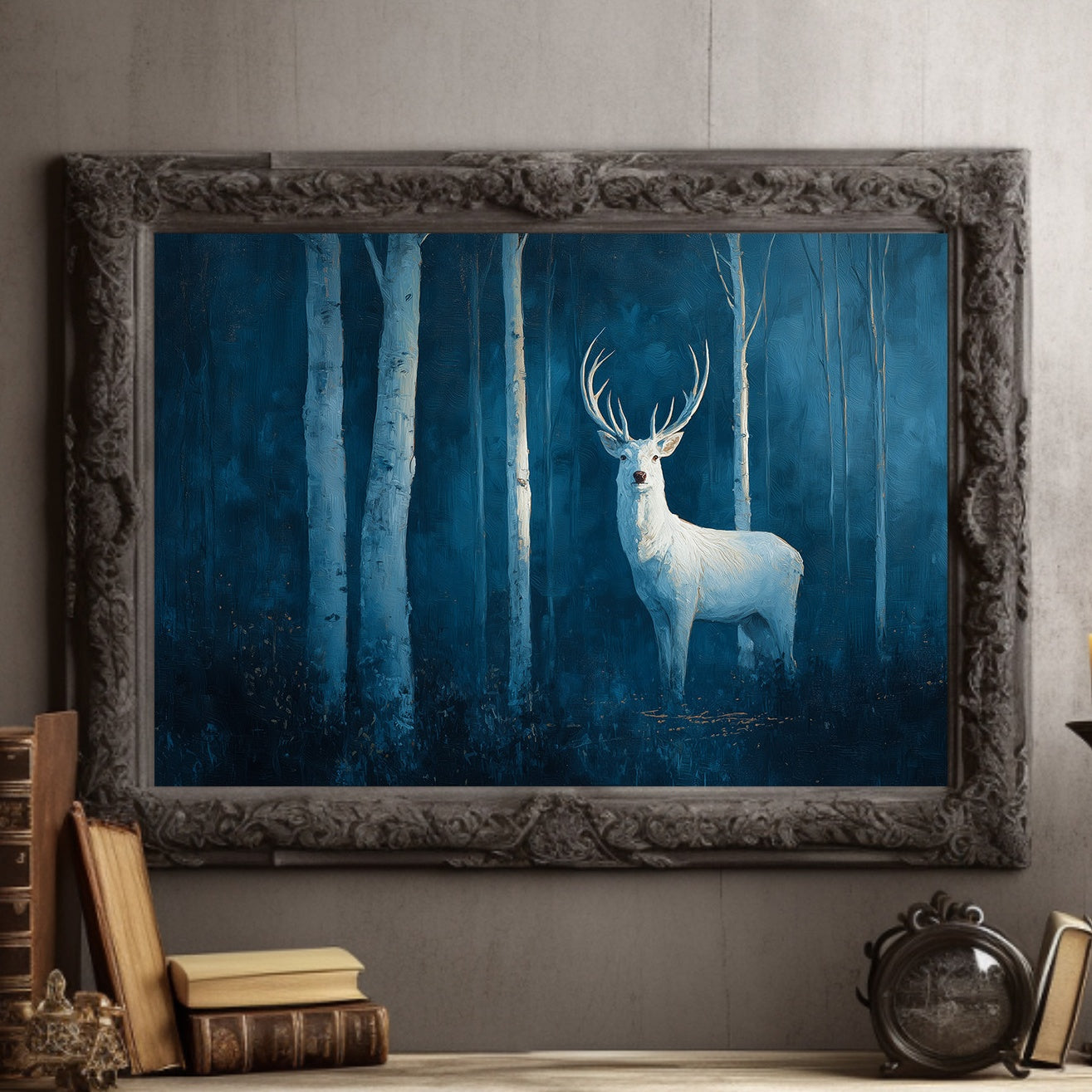 Frost Stag In Midnight Forest