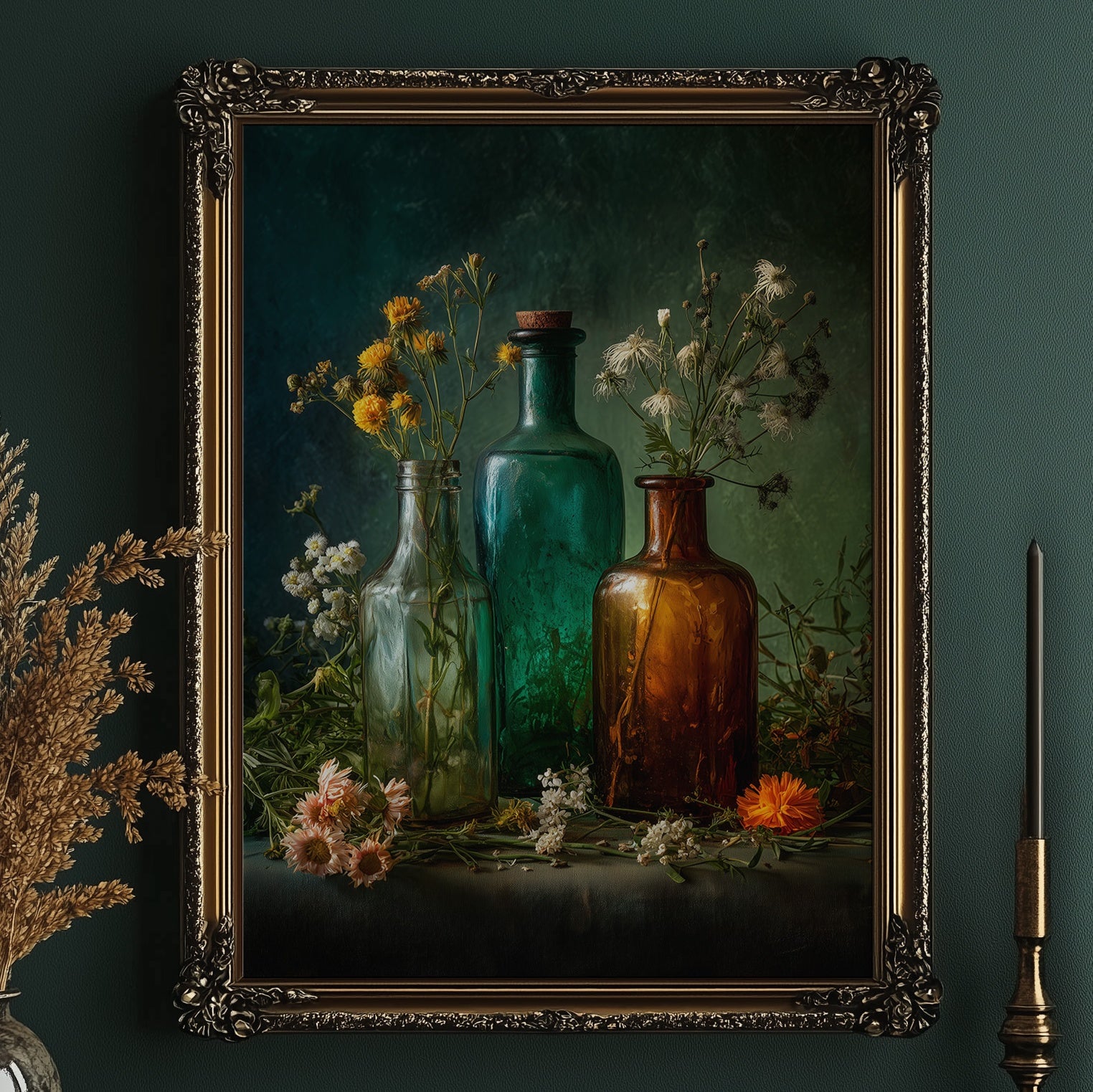 Wildflowers Caught In Vintage Glass