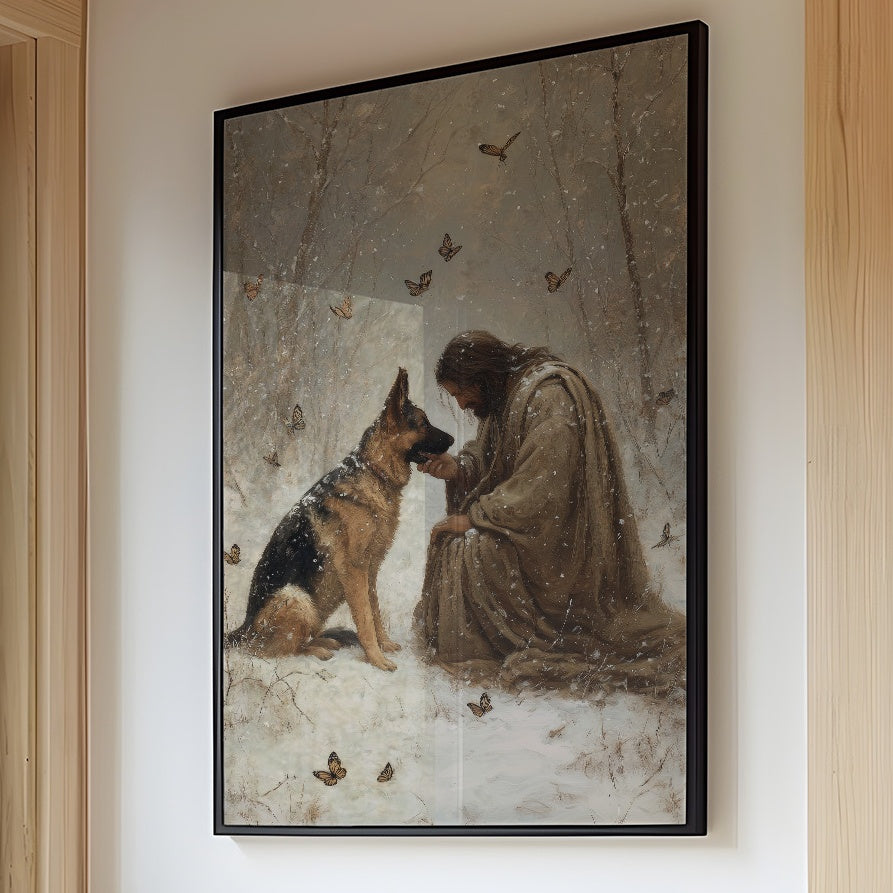 Winter's Bond Amid Dancing Butterflies