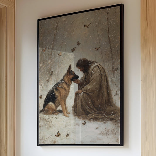 Winter's Bond Amid Dancing Butterflies