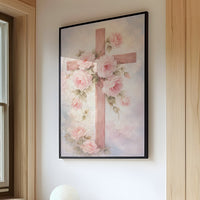 Blossoming Faith Embraces Wooden Cross
