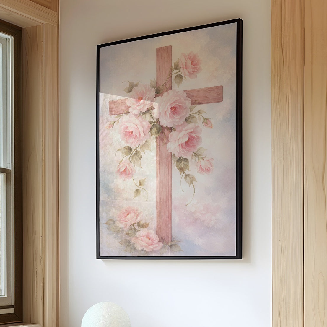 Blossoming Faith Embraces Wooden Cross