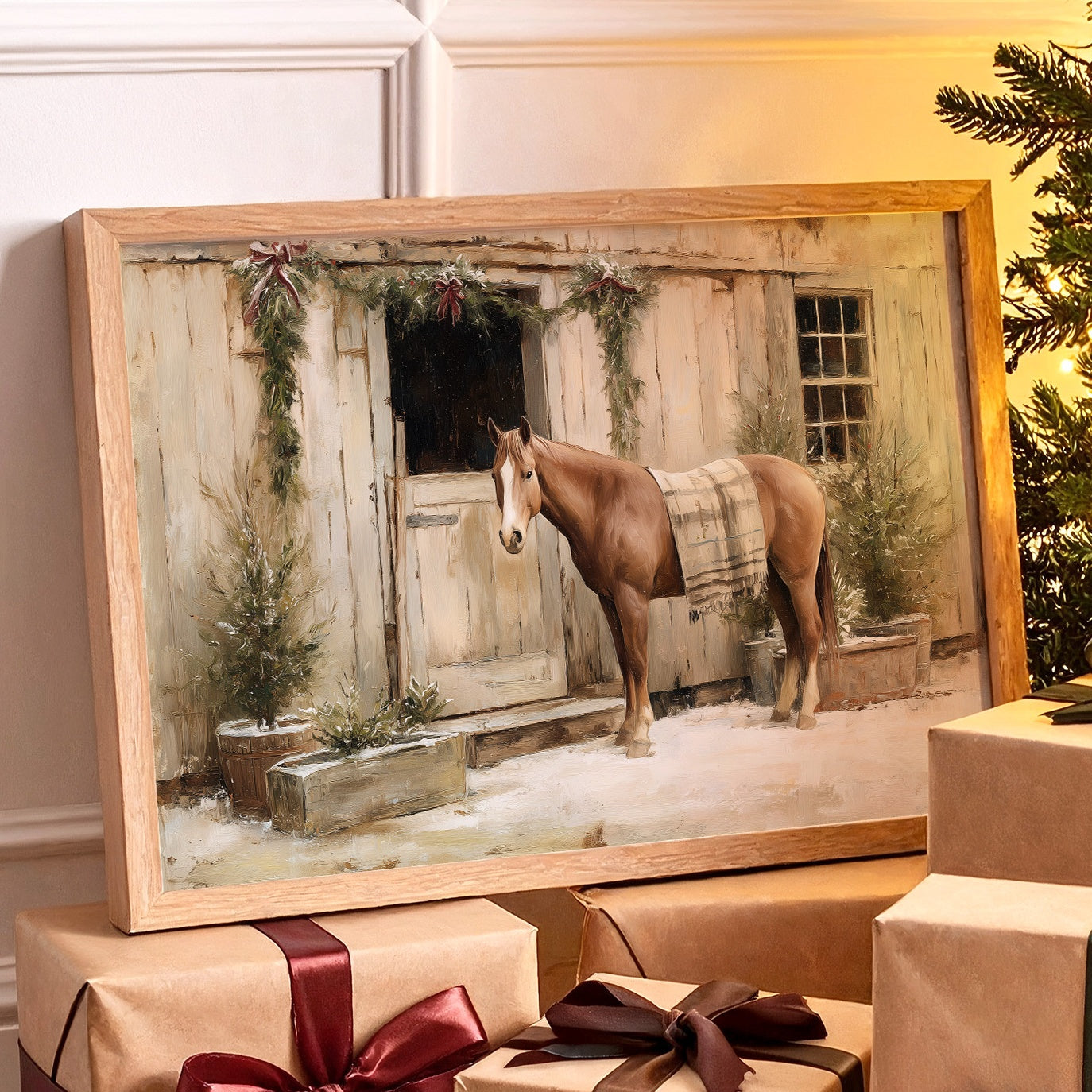 Festive Steed Awaits December's Journey