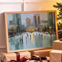 Metropolitan Frost: Holiday Skaters Beneath City Lights