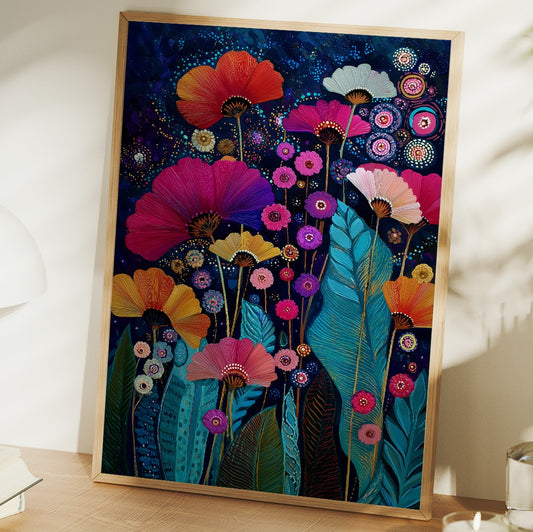 Midnight Garden Blooms Electric Dreams