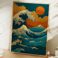 Teal Waves Chase Golden Horizons