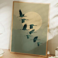 Cranes Dance Across Golden Dawn