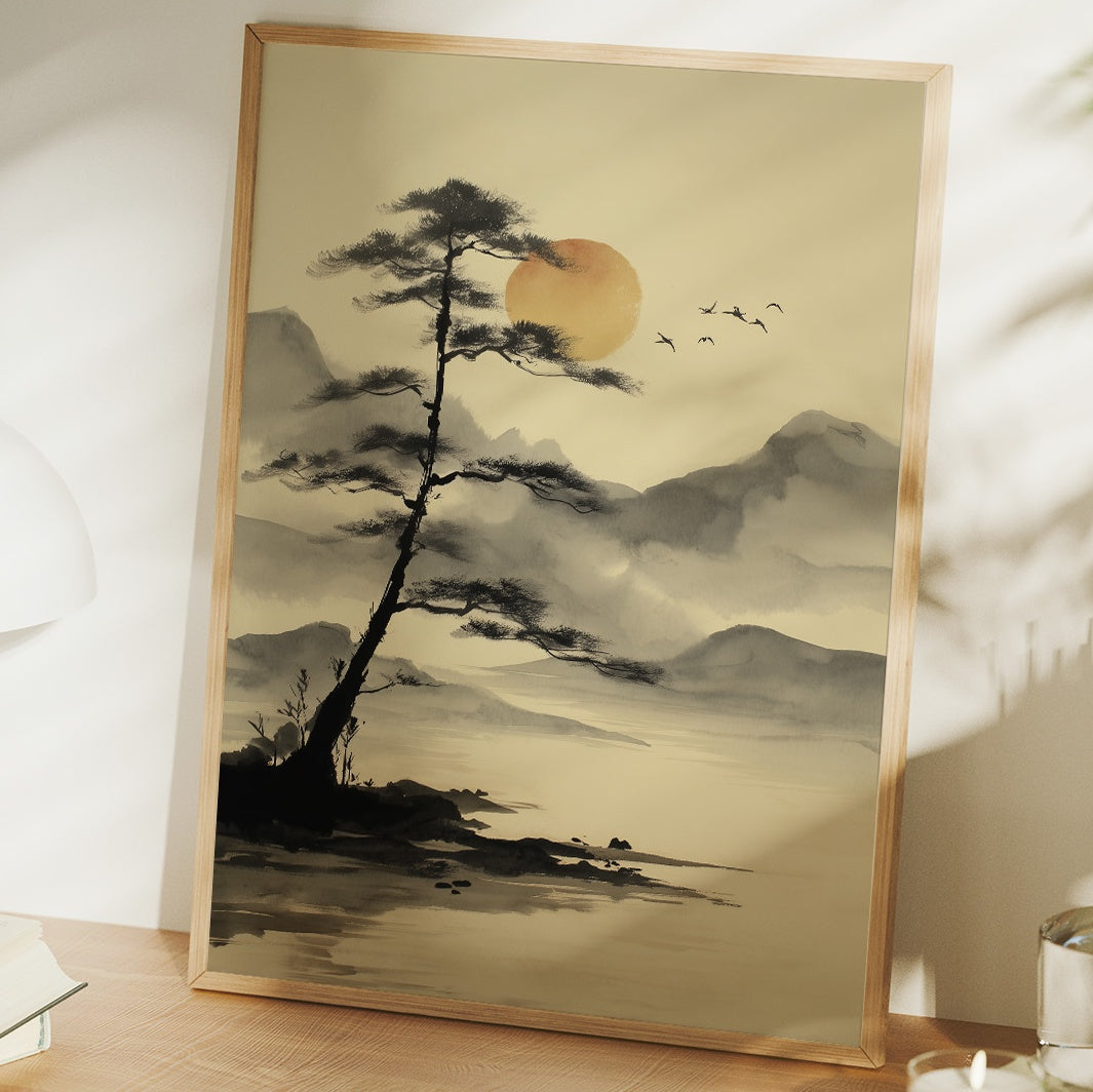 Solitary Pine Greets Rising Sun