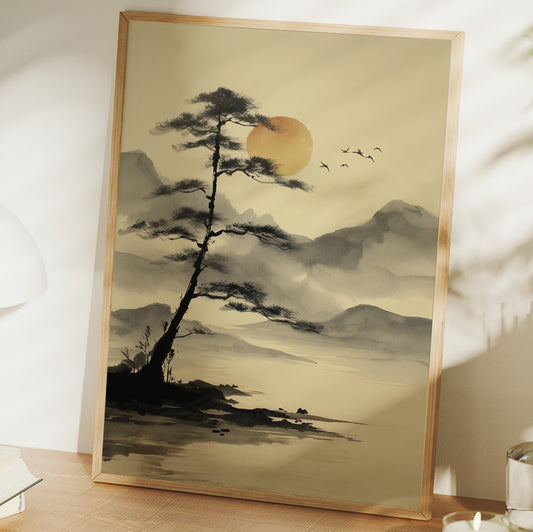 Solitary Pine Greets Rising Sun