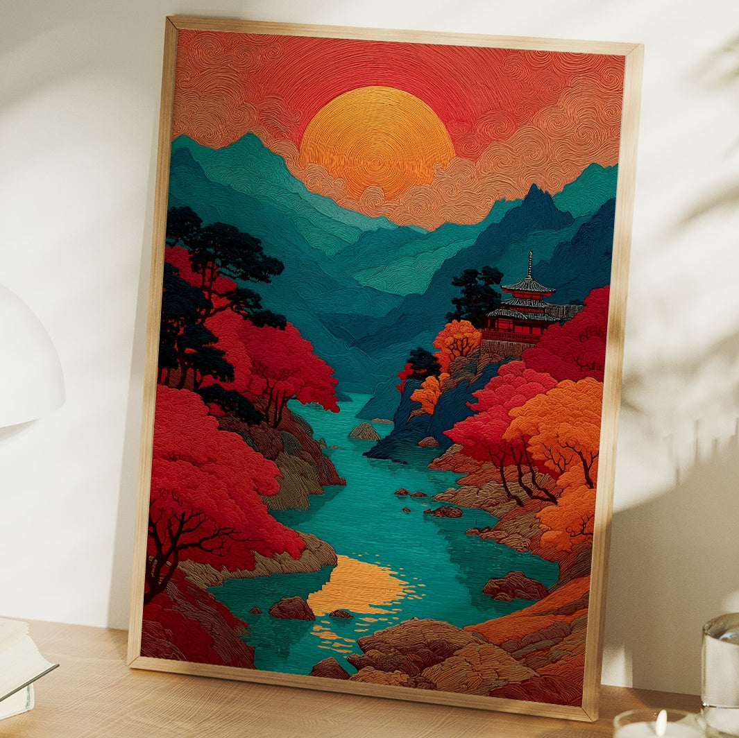 Crimson Rivers Meet Turquoise Mountains