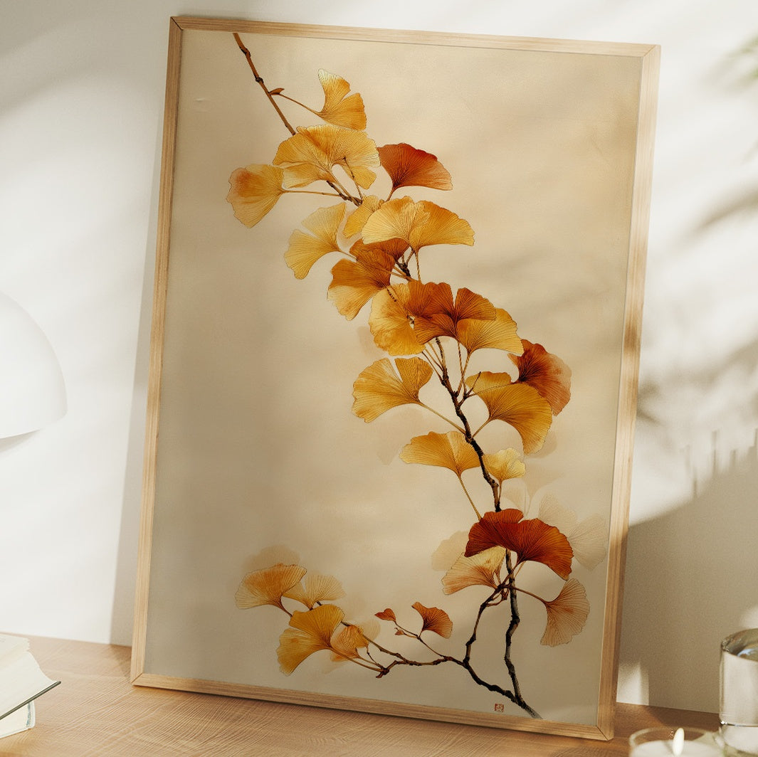 Golden Ginkgo Leaves Dance Softly