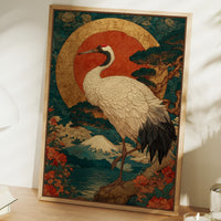 Noble Crane Greets Rising Sun