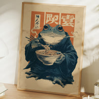 Wise Frog Savors Midnight Ramen
