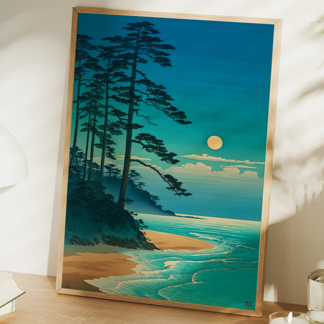 Moonlit Pines Meet Pacific Tides