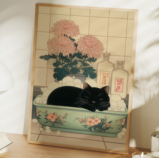 Black Cat's Garden Bath Dreams