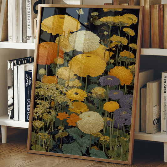 Golden Blooms Dance Through Midnight Gardens