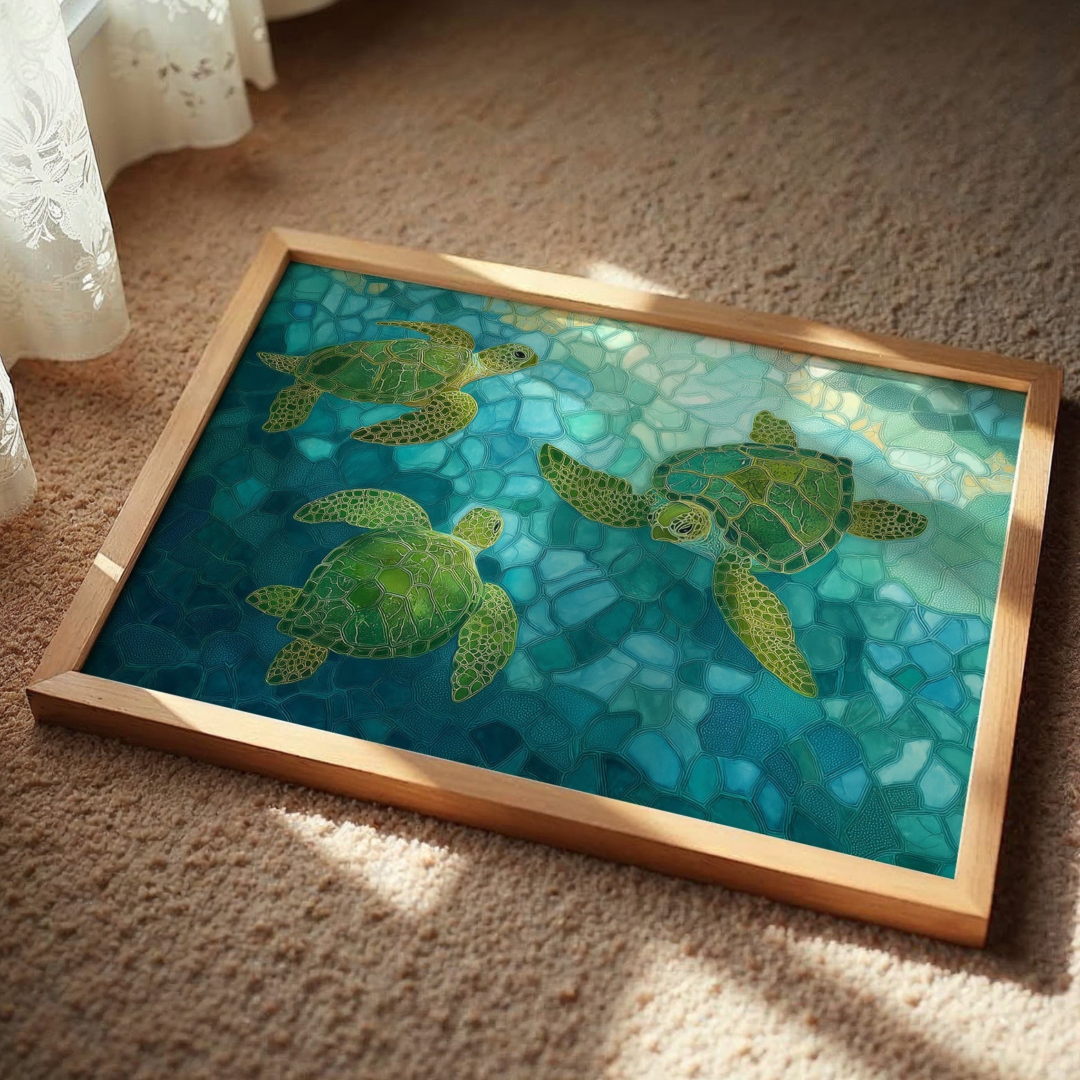 Sea Turtles Float Through Crystal Waters