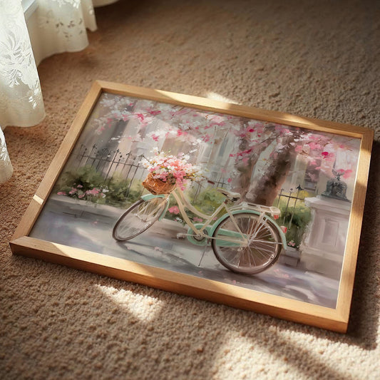 Blossoms Drift Past Vintage Wheels