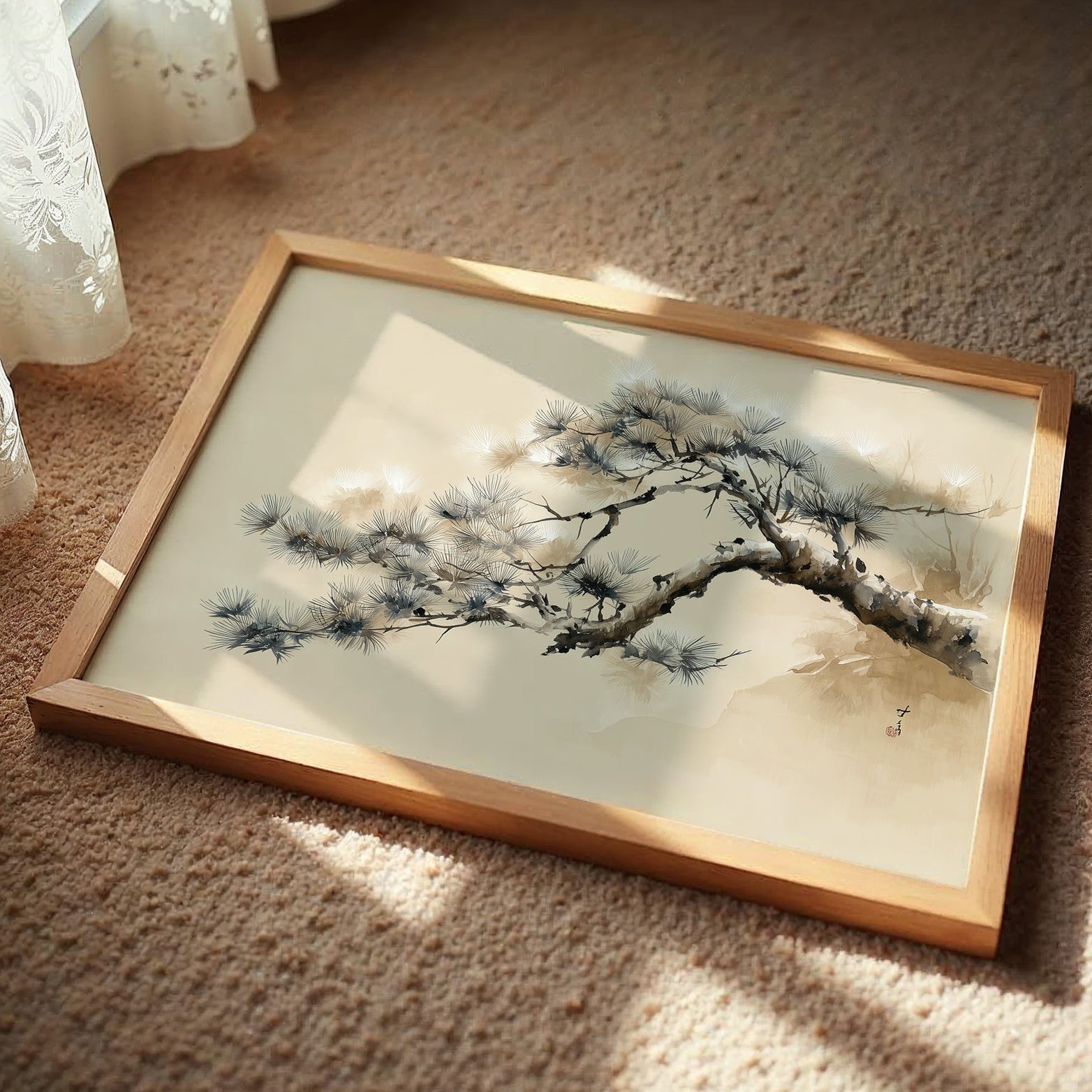 Pine Branch Bends To Morning Light