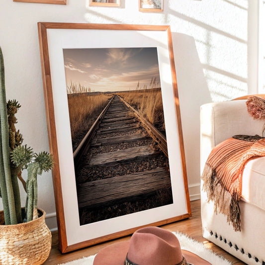 Prairie Tracks Under Golden Sky