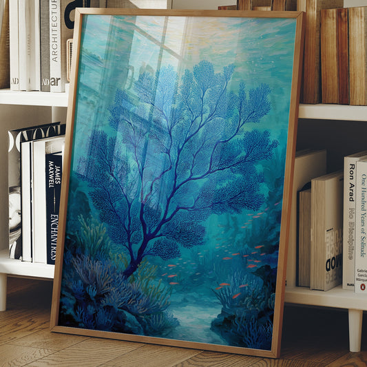 Cobalt Branches In Aqua Depths