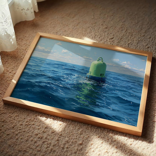 Solitary Buoy Marks Azure Depths