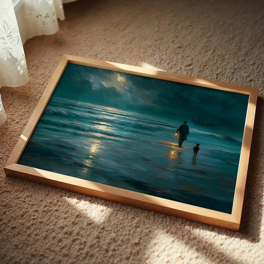 Midnight Walk Along Teal Waters