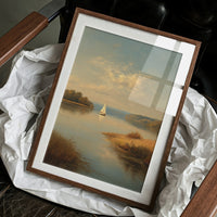 Solitary Sail Through Golden Harbor