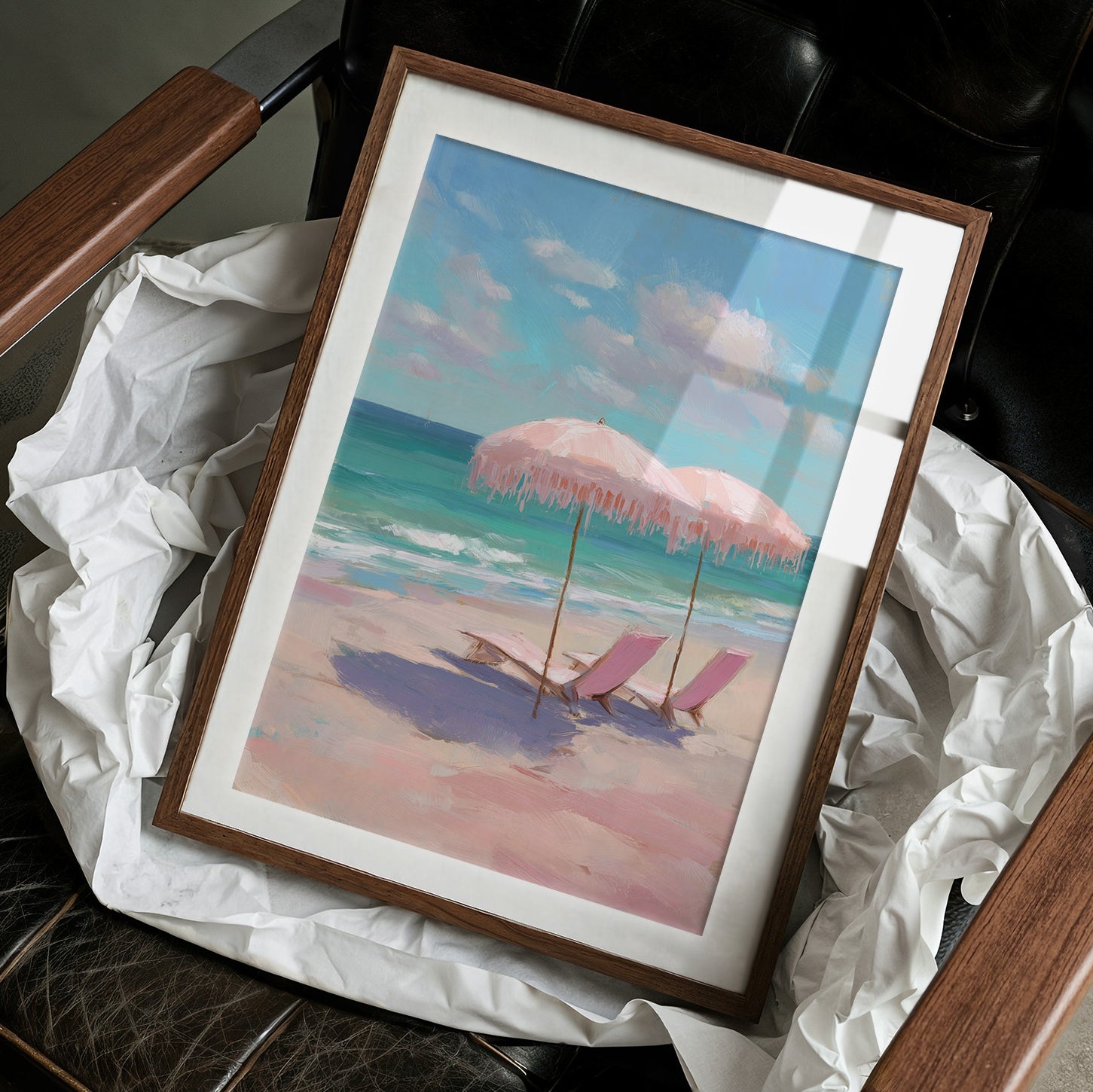 Blush Parasols Await Seaside Dreams