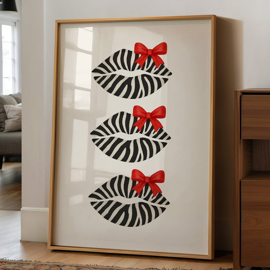 Zebra Kisses Adorned with Crimson Bows