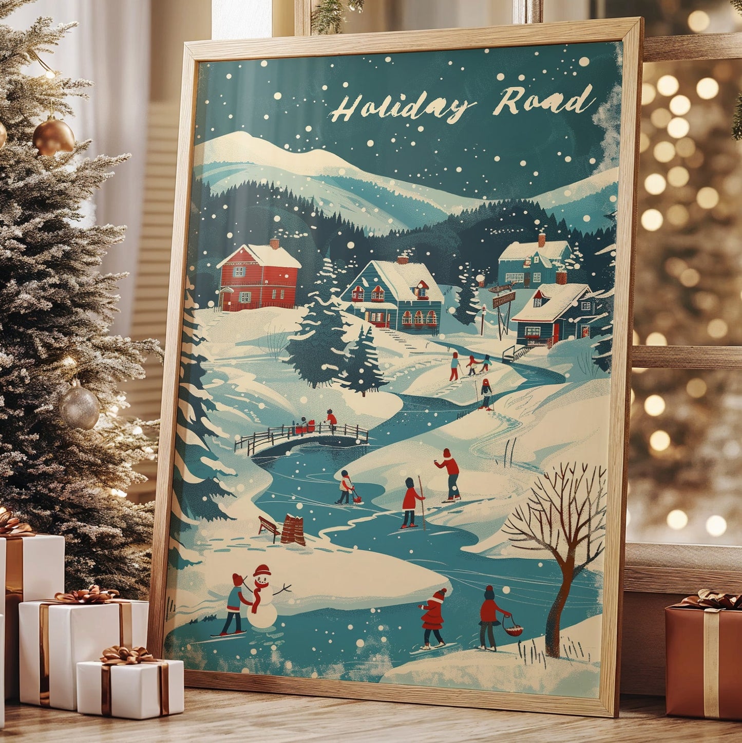 Alpine Village Under Winter Stars