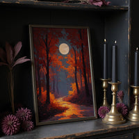 Autumn Path Beneath Harvest Moon