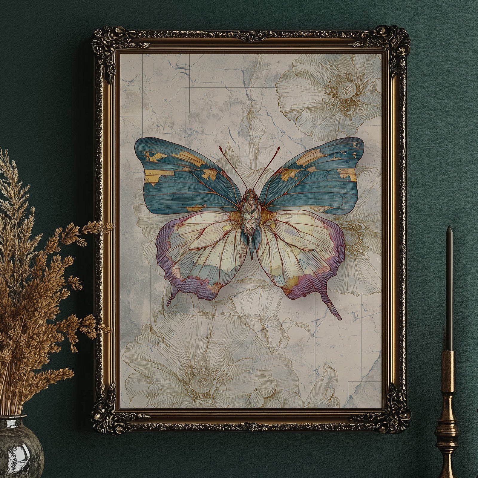 Teal Wings On Vintage Maps