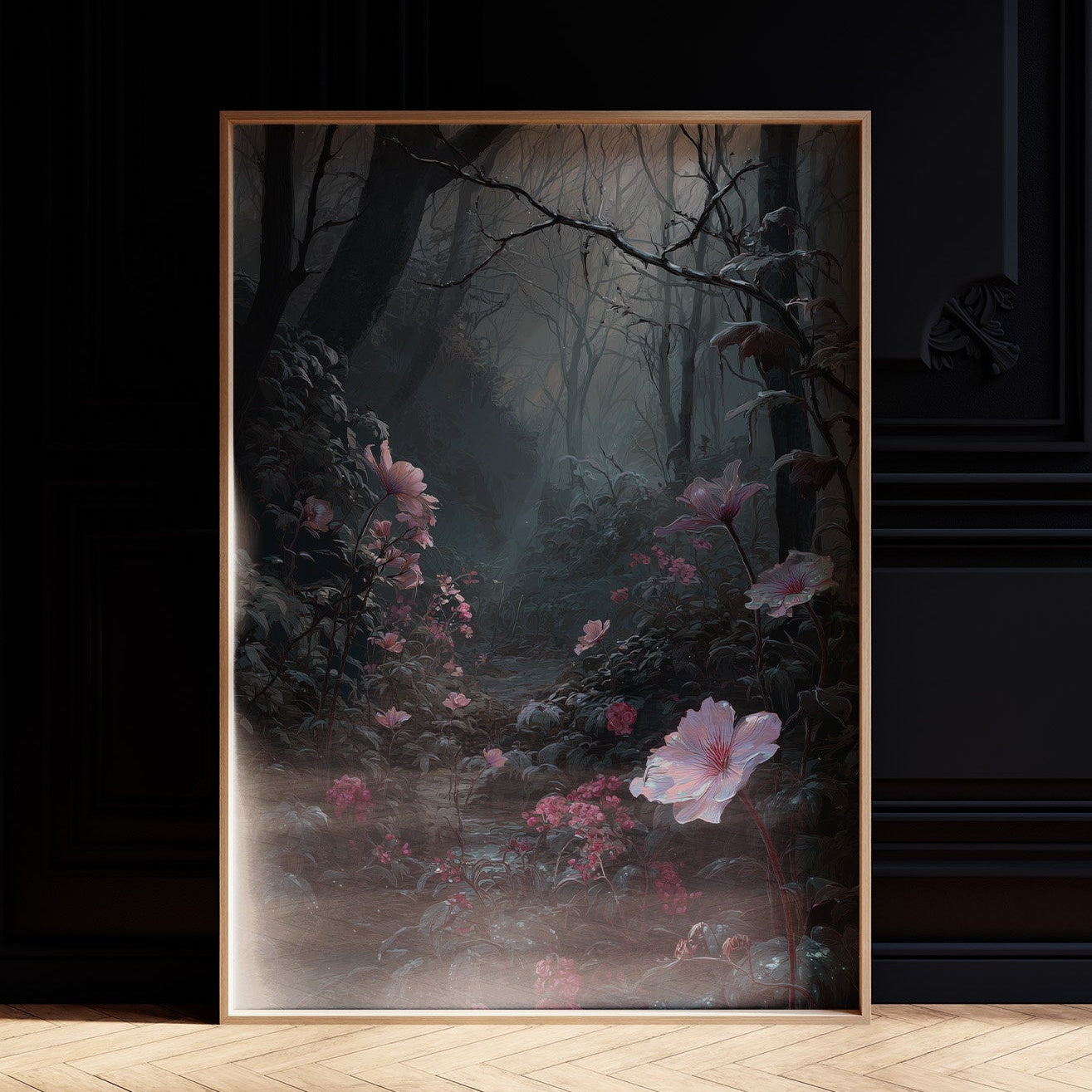 Pink Blossoms Defy Foggy Twilight