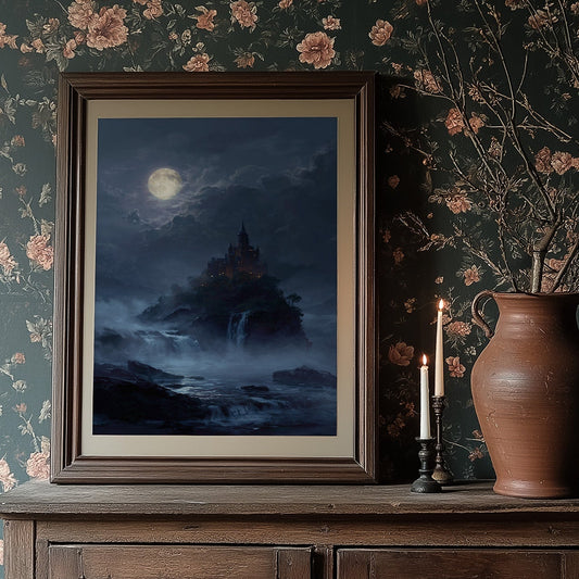 Castle Perched Above Midnight Tides