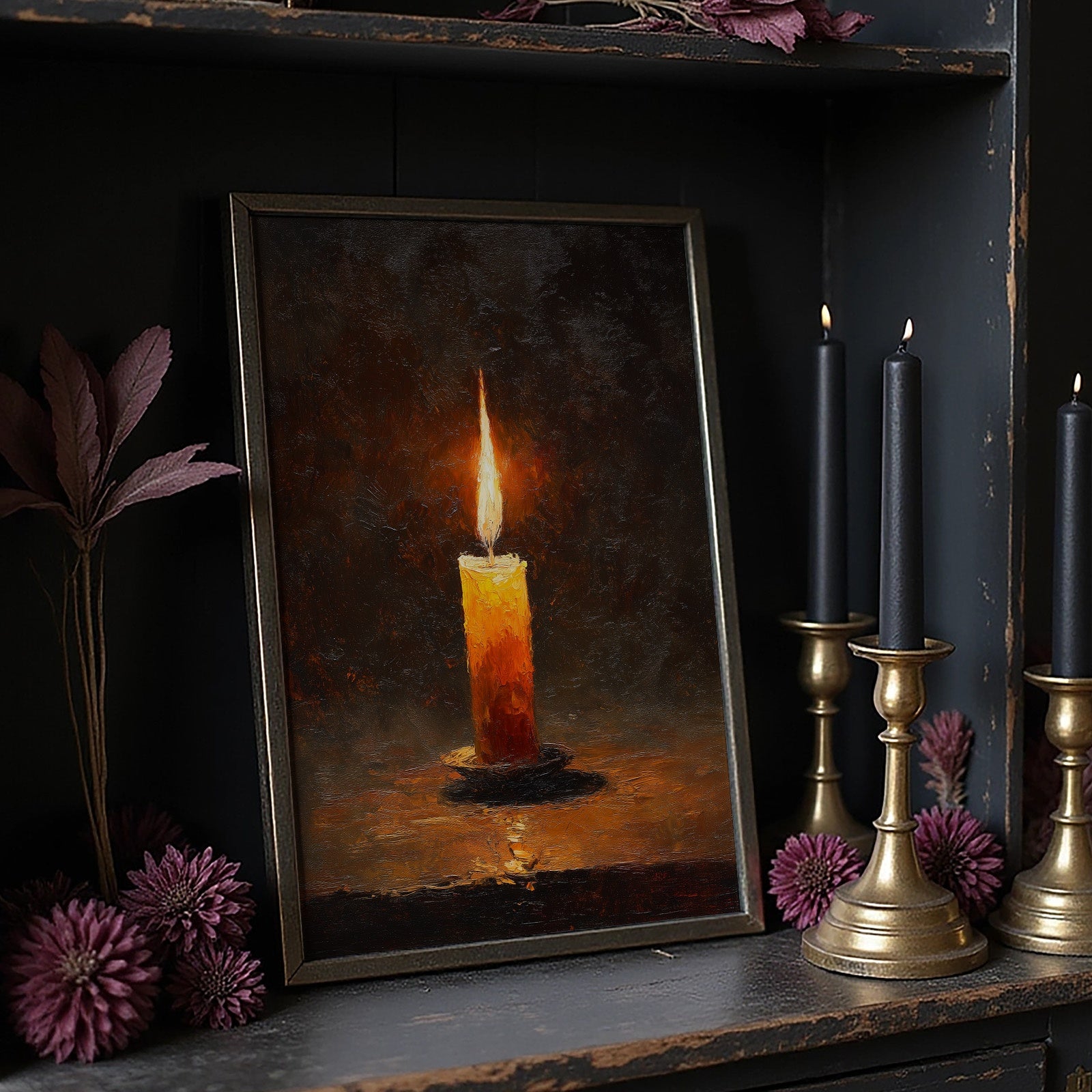 Amber Flame Against Darkness Waits