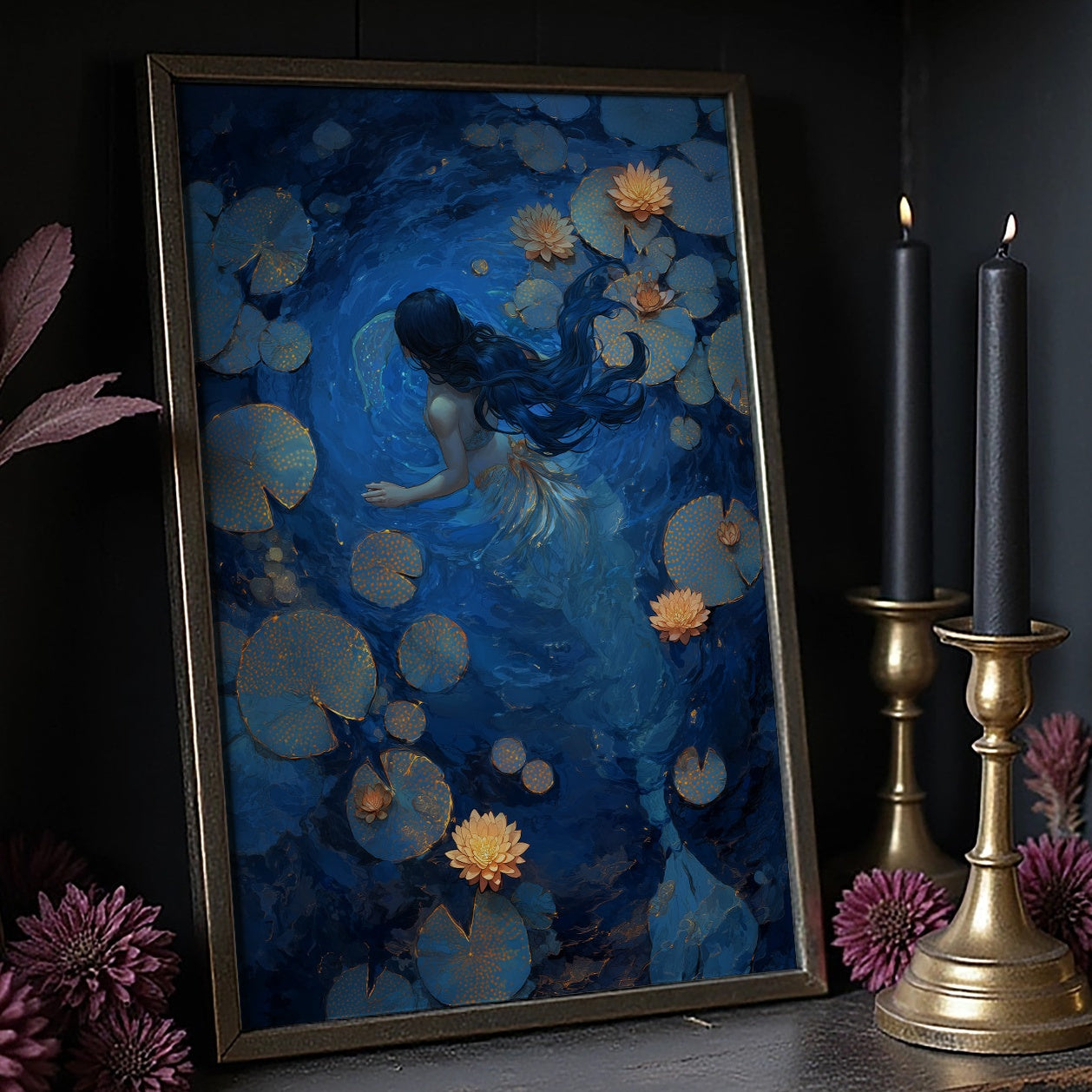 Midnight Blooms Upon Still Waters