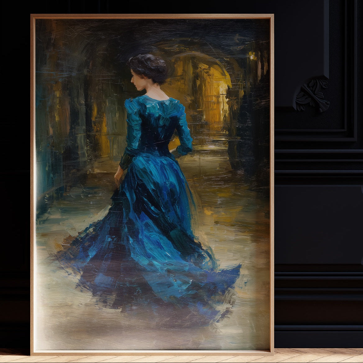 Sapphire Gown Toward Golden Passage