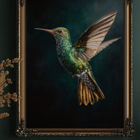 Jeweled Flight Against Midnight Teal