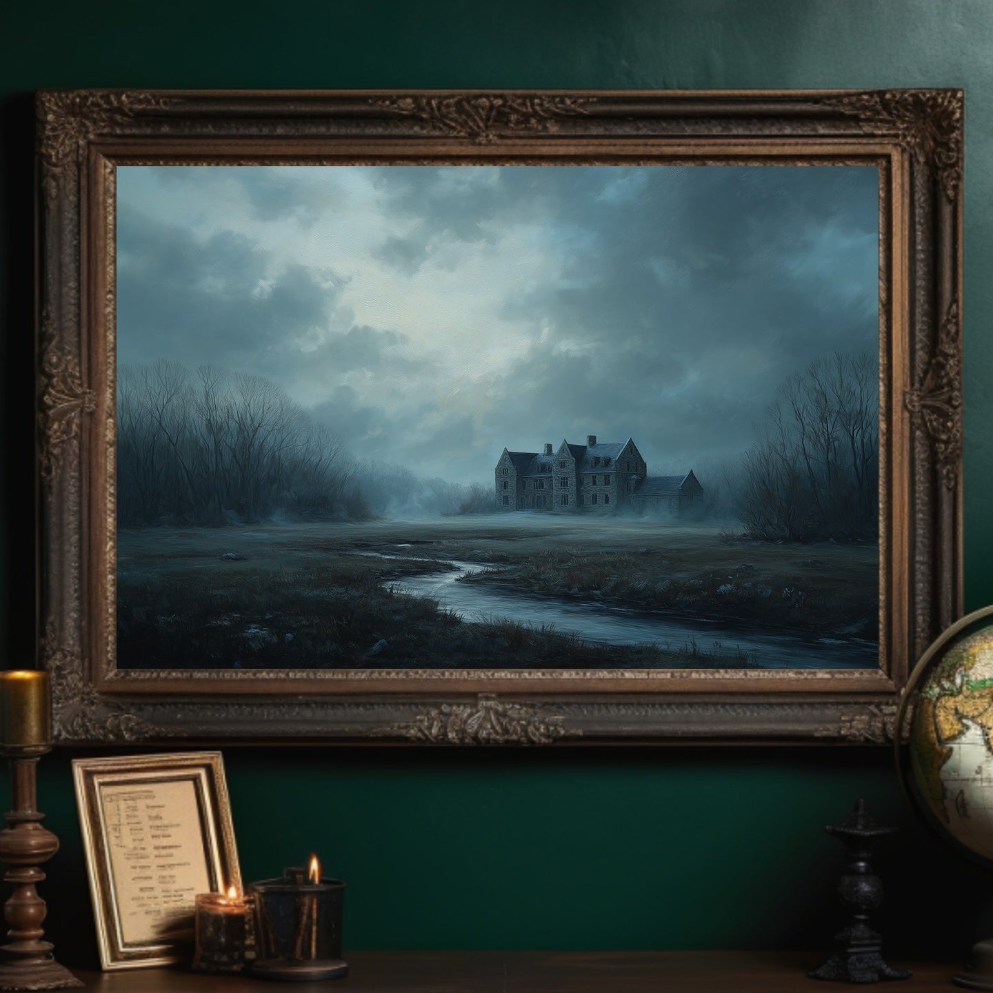 Forgotten Manor Under Stormy Skies