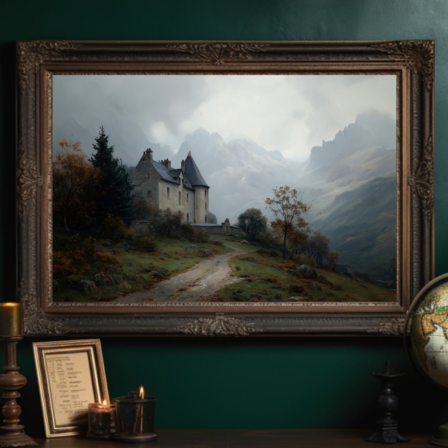 Castle Perched On Misty Hillside