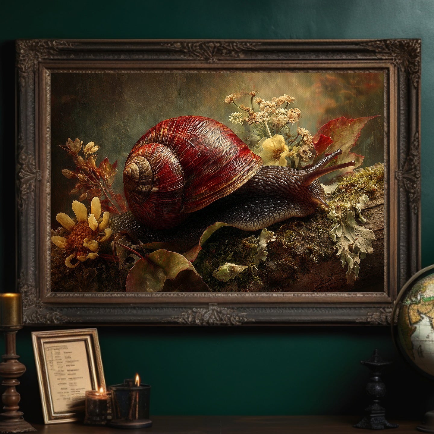 Crimson Shell Among Autumn Blooms