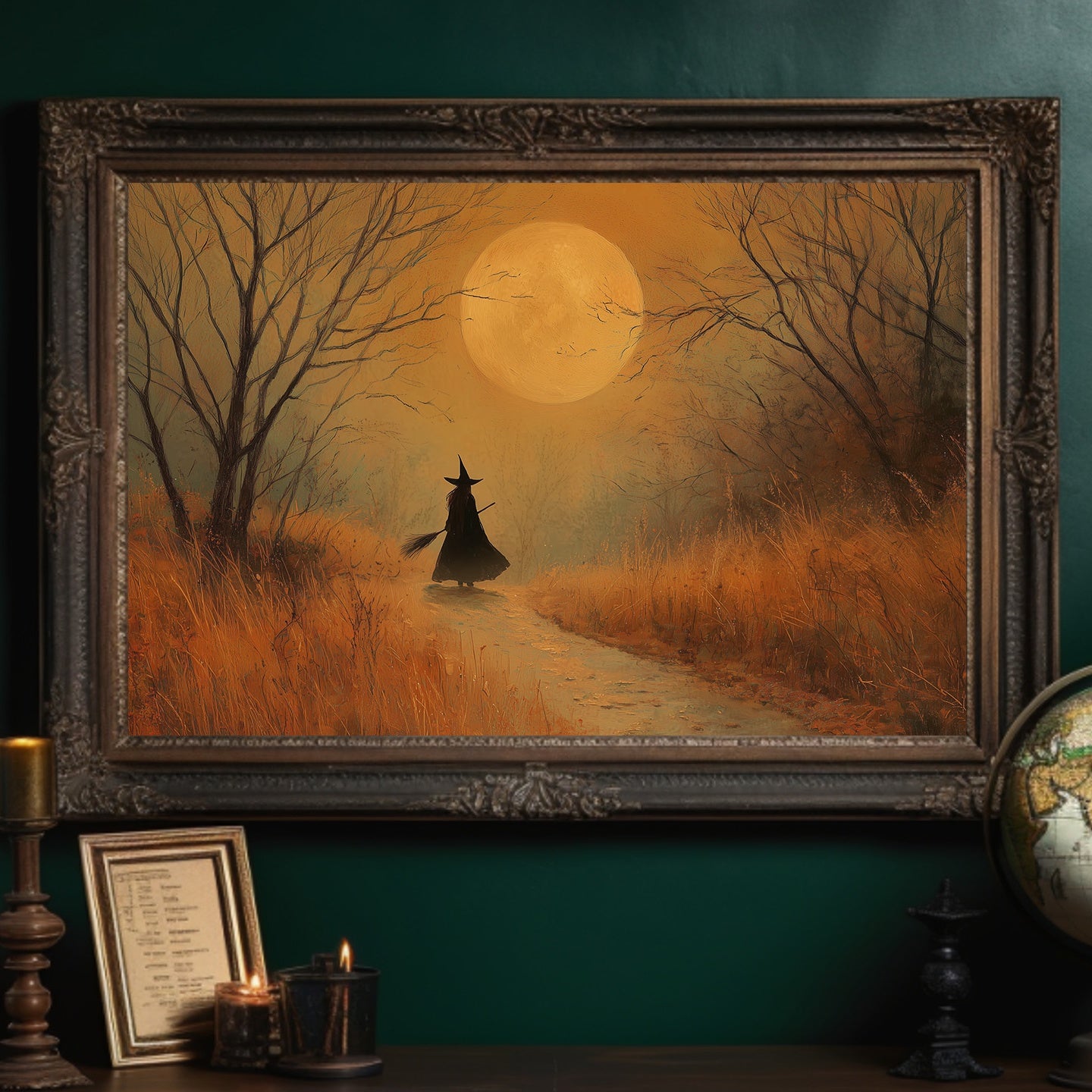 Autumn Path Under Harvest Moon