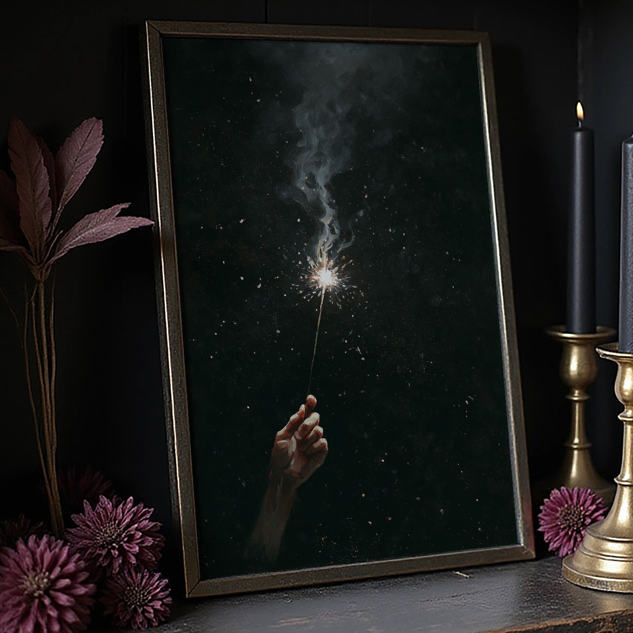 Midnight Spark Between Fingers