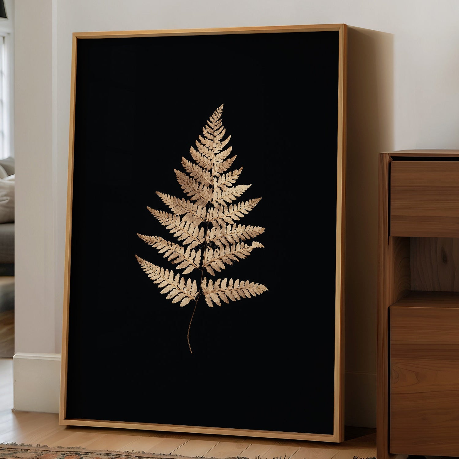 Golden Frond Against Midnight Canvas