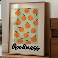 Peach Parade On Mint Canvas