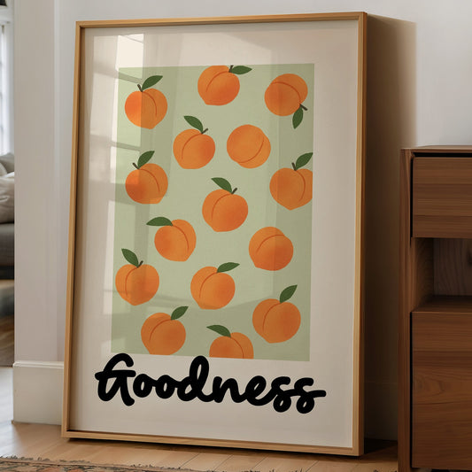 Peach Parade On Mint Canvas