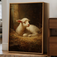 Innocent Lamb Rests in Golden Straw